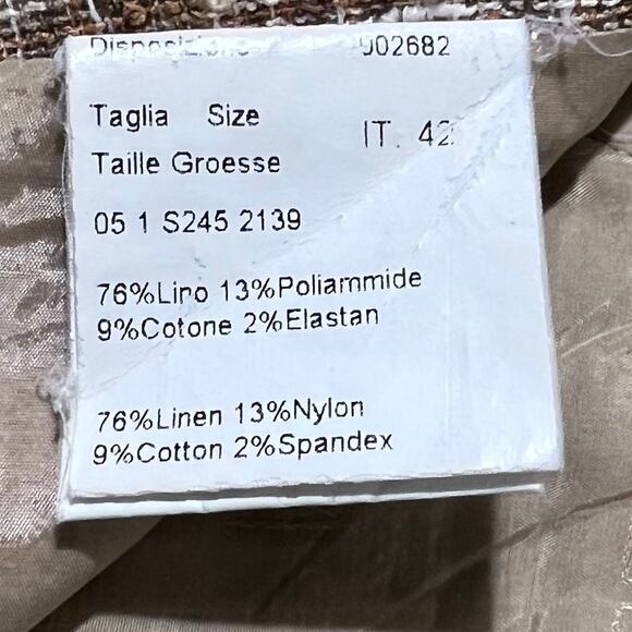 Piazza Sempione Skirt Women EUR 42 US 6 Tan Weave Linen Fit Flare Career - Picture 7 of 7